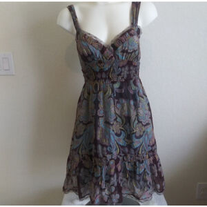 Women's Free People Dress Size 6 Brown Blue Paisley